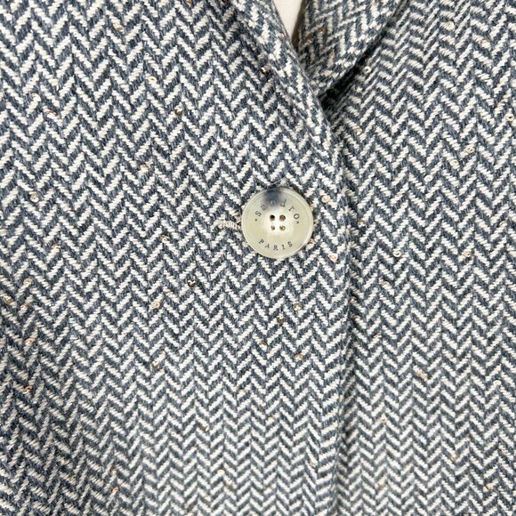 Sandro Paule Wool Blend Herringbone Blazer Jacket with Sequins - Picture 4 of 10